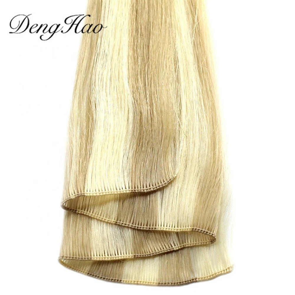 Hair Extension Hand Tied Skin Weft Silky Straight European Remy Human Hand Tied Hair Weft