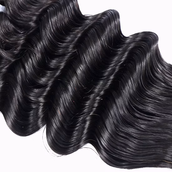 O cabelo virgem super duplo desenhado por atacado de fábrica solta pacotes de cabelo virgem com onda profunda cor natural