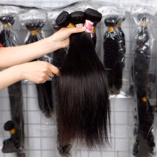 Cabelo reto brasileiro 100% pacotes de cabelo humano virgem não processado com fechamento extensões de cabelo humano preto natural